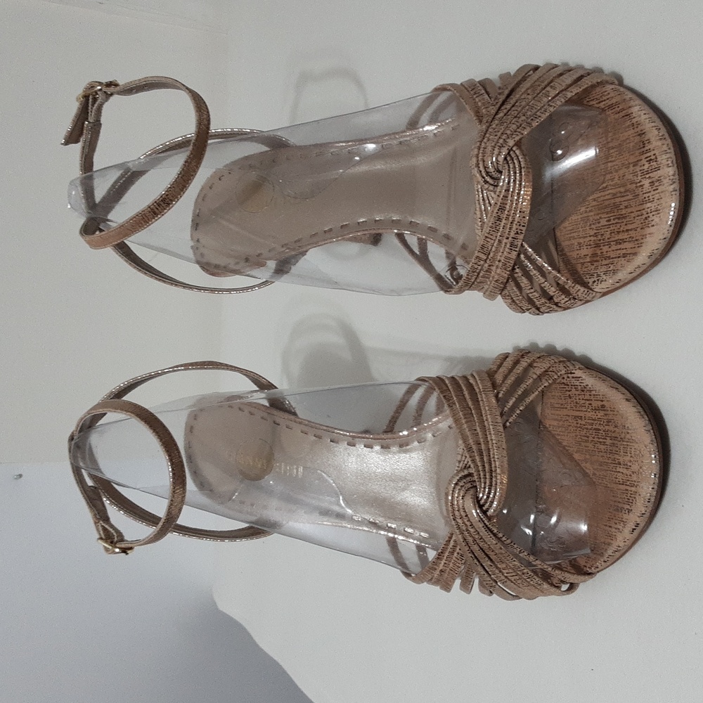 Gianni Bini  Gold‎ Metallic Crisscross Knotted Sandal/ Heel